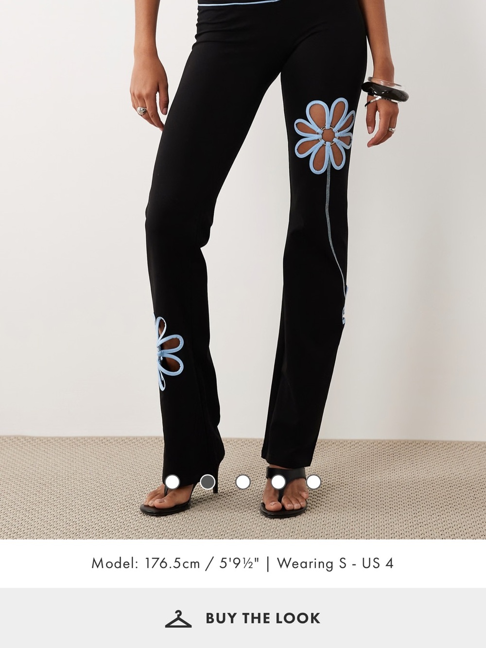 NWT I.AM.GIA Daisy Pant Black Floral-Applique Wide-Leg Pants. Size XXS